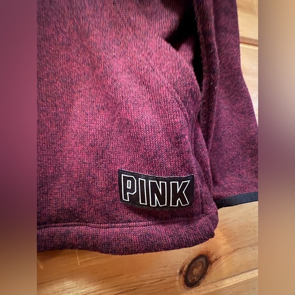 Pink Victoria’s Secret 1/4 Zip Pullover Fleece Jacket Burgundy Medium - Picture 4 of 11